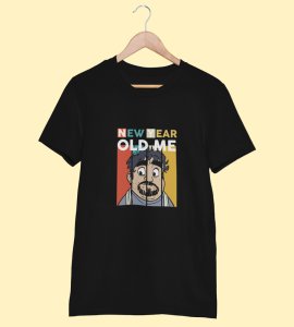 New Year Old Me Black New Year Printed T-shirt For Mens