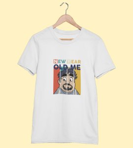 New Year Old Me White New Year Printed T-shirt For Mens