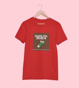 Get Ready For 2024 Red Printed T-shirt For Mens On New Year Theme Best Gift For New Year