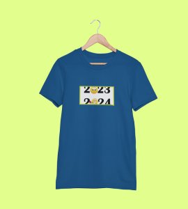 Bye 2023 Welcome 2024 Blue New Year Printed T-shirt For Mens