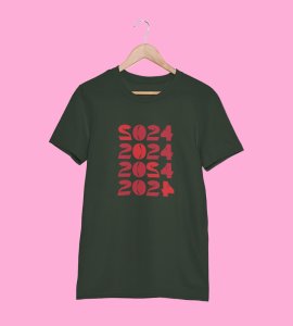 2024 Has Come Green Men Printed T-shirt For Mens Boys
