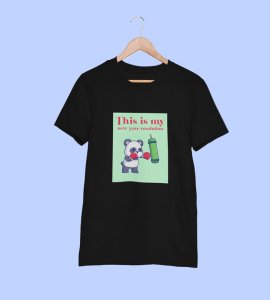 New Year New Resolution Black Men Printed T-shirt For Mens Boys