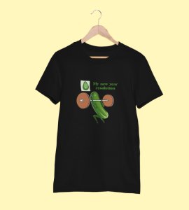 Resolution Black Printed T-shirt For Mens On New Year Theme Best Gift For New Year