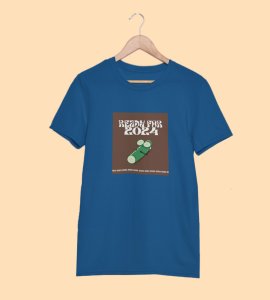 Get Ready For 2024 Blue Printed T-shirt For Mens On New Year Theme Best Gift For New Year