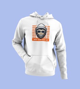 Monkey's New Year,  White New Year Printed Hoodies For Mens