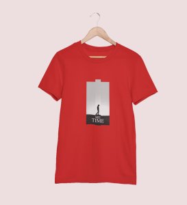 Me Myself And I, City Slicker: Red Men's Oversized Tee with Trendy Front Print Detail
