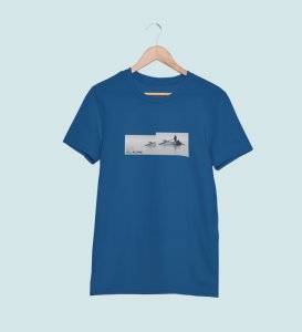 Self-Care, Fashion Fusion: Explore Blue Front Printed Round Neck Tee - Men's Edition
