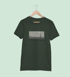 Forsaken, Artistry in Motion: Green Trendy Front Printed Round Neck Tee for Men