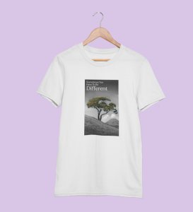 Out Of the Box, Signature Streetwear: White Men's Oversized Tee with Front Graphic Appeal