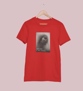 Untold Enigma, Red Metro Fusion: Men's Oversized Tee featuring Front Print Detail
