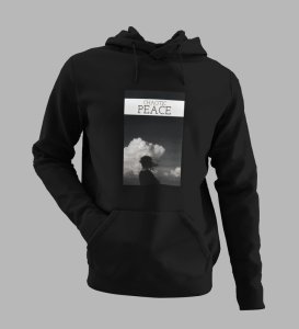 Peaceful Chaos,Black Cityscape Chronicles: Front Printed Round Neck Hoodies - Men's Edition