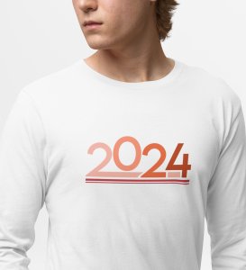 Welcome 2024: New Year DesignedFull Sleeve T-shirt White Best Gift For Secret Santa