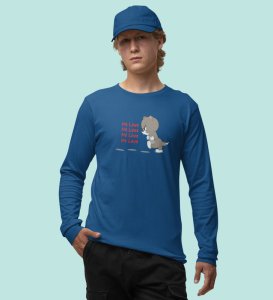 Again No Love : Sublimation Printed (blue) Full Sleeve T-Shirt For Singles

