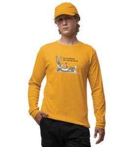 Bunny Loves carrot: (yellow) Full Sleeve T-Shirt For Singles