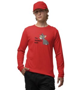 Tom Is Waiting For Soulmate: Printed (red) Full Sleeve T-Shirt For Singles