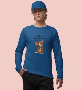 Oh No Valentine: Attractive Printed (blue) Full Sleeve T-Shirt For Singles