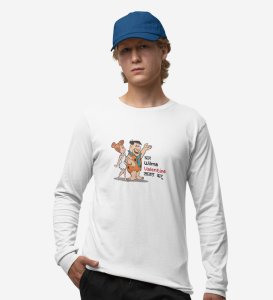 Marathi StoneAge Man: (white) Full Sleeve T-Shirt For Singles