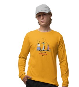 We Don't Have Valentine: Sublimation Printed (yellow) Full Sleeve T-Shirt For Singles
