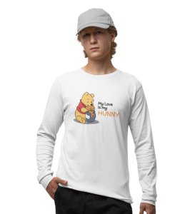 I Love Honey: Printed (white) Full Sleeve T-Shirt For Singles