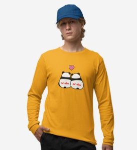 Made For Each Other: Sublimation Printed (yellow) Full Sleeve T-Shirt For Singles
