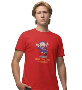 Valentine Ninja: Printed (Red) T-Shirt For Singles
