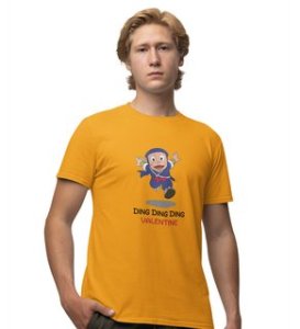 Valentine Ninja: Printed (yellow) T-Shirt For Singles
