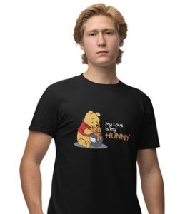 I Love Honey: Printed (black) T-Shirt For Singles