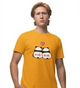 Made For Each Other: Sublimation Printed (yellow) T-Shirt For Singles
