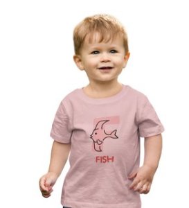 Fishy Fish, Printed Cotton Tshirt (baby pink) for Boys