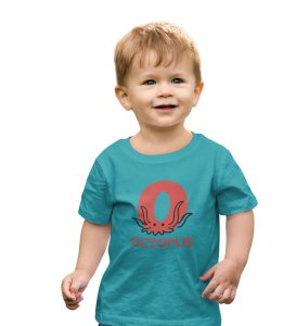 Ocean Octopus, Boys Printed Crew Neck tshirt (teal)