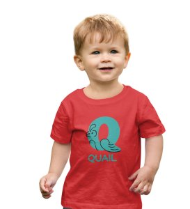 Quacky Quail, Boys Round Neck Blended Cotton tshirt (red)
