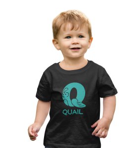 Quacky Quail, Boys Round Neck Blended Cotton Tshirt (black)
