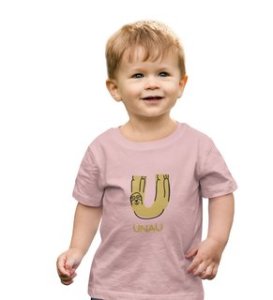 Ugly Unau, Boys Cotton Text Print Tshirt (baby pink)