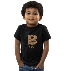 Beary bear, Printed Cotton Tshirt (Black) for Boys