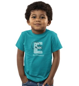 Elephantastic, Boys Round Neck Blended Cotton Tshirt (Teal)

