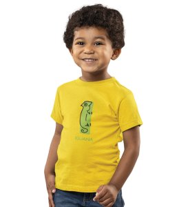 Intelligent Iguana, Boys Printed Crew Neck Tshirt (Yellow)