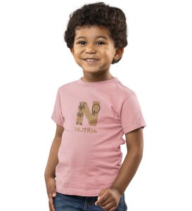 Naughty Nutria, Boys Round Neck Blended Cotton Tshirt (Baby pink)
