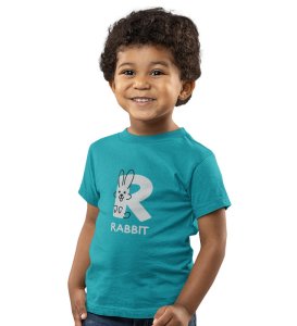 Running Rabit, Printed Cotton Tshirt (Teal) for Boys
