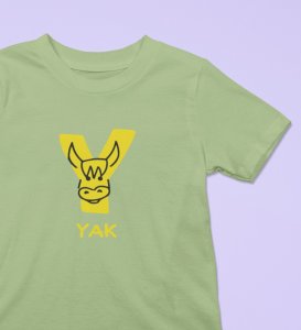 Yellow Yak, Printed Cotton Tshirt (Olive) for Boys