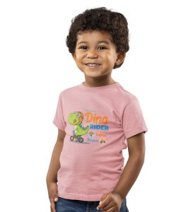 Dino Rider, Boys Round Neck Printed Blended Cotton Tshirt