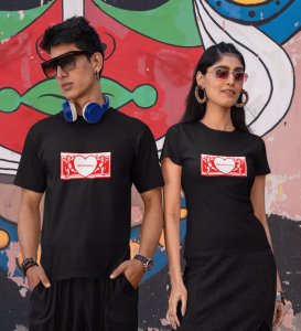Mr Khadoos/Mrs Beautiful Printed (Black) T-Shirts For Couples