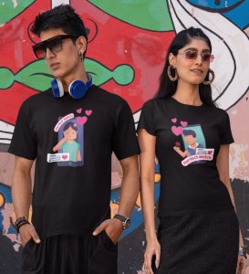 We Are A Perfect Match Couple Print (Black) T-shirts