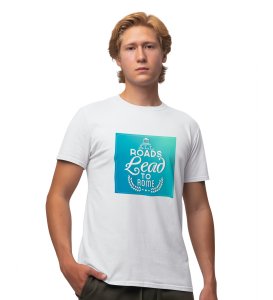 Final Home White Round Neck Cotton Half Sleeved Men's T-Shirt with Printed Graphics