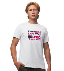 Reason Behind My Success White Round Neck Cotton Half Sleeved Men's T-Shirt with Printed Graphics