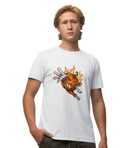 Treasure Hunt White Round Neck Cotton Half Sleeved Men's T-Shirt with Printed Graphics