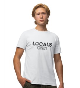 Locals Only White Round Neck Cotton Half Sleeved Men's T-Shirt with Printed Graphics