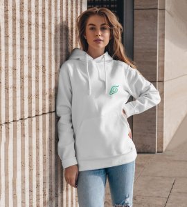 The Taijutsu Legend with a Heart of Determination Printed White Cotton Hoodie For Women