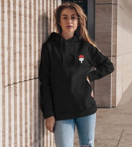 The Ghost of the Uchiha with a Heart of Darkness Printed Black Cotton Hoodie For Women