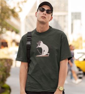 Keep Calm And Do Yoga Green Round Neck Cotton Half Sleeved Men T-Shirt with Printed Graphics
