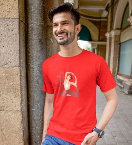 Mind, Body, Soul Red Round Neck Cotton Half Sleeved Men T-Shirt with Printed Graphics